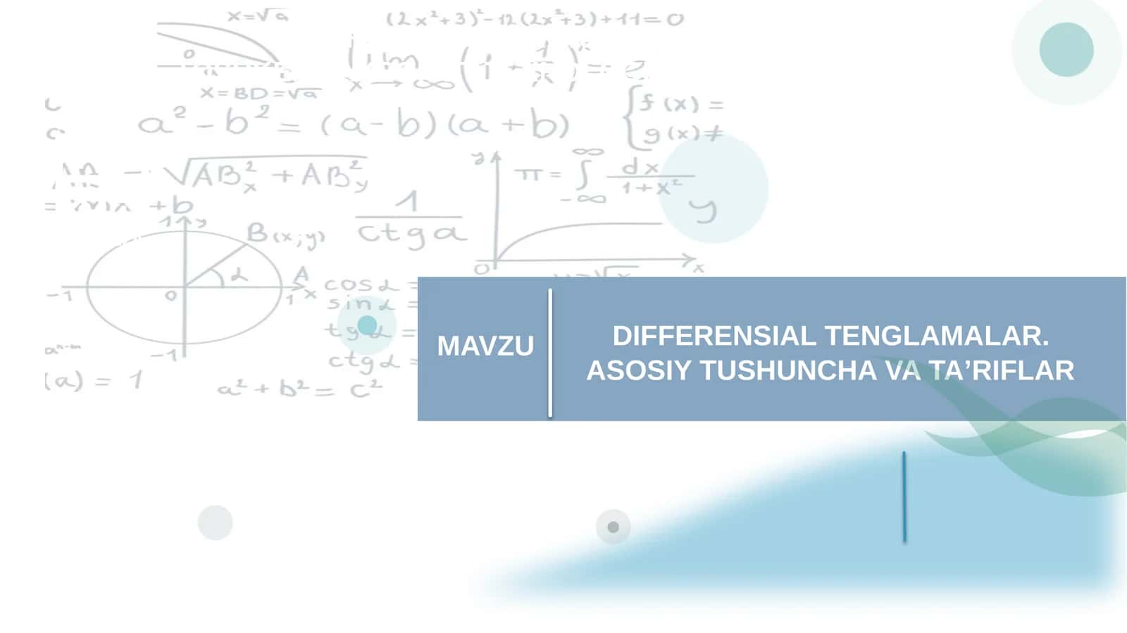 DIFFERENSIAL TENGLAMALAR
