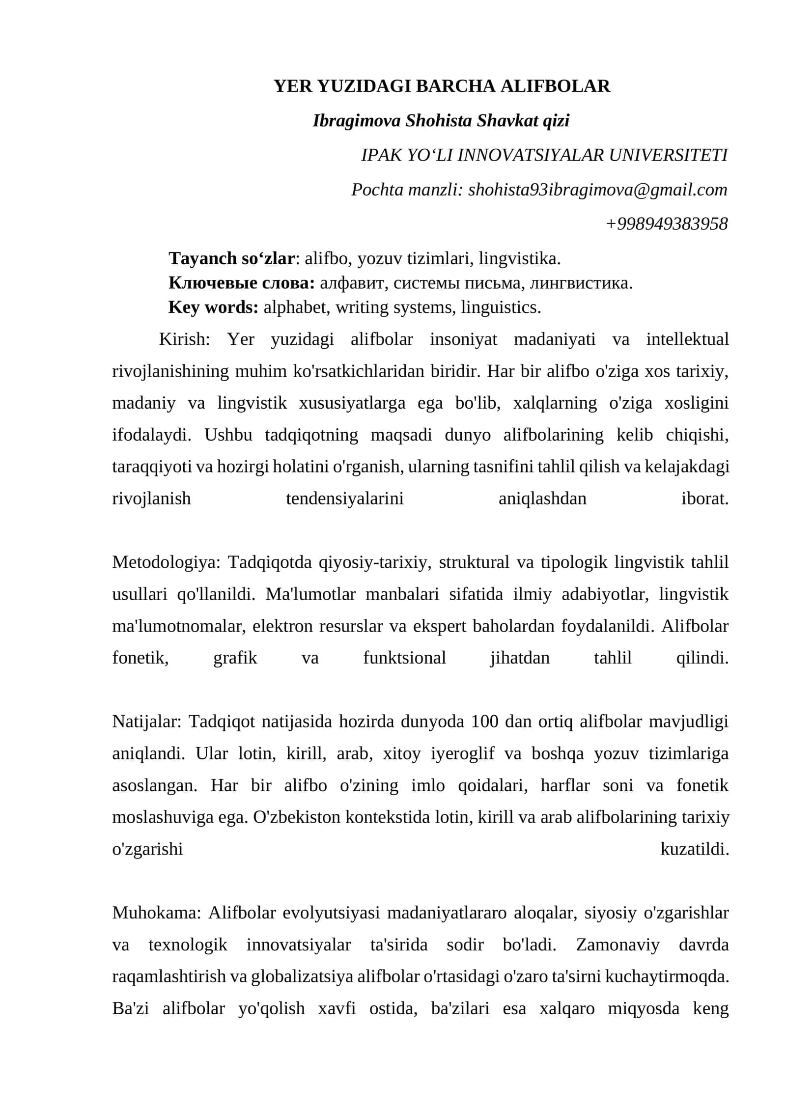 YER YUZIDAGI BARCHA ALIFBOLAR