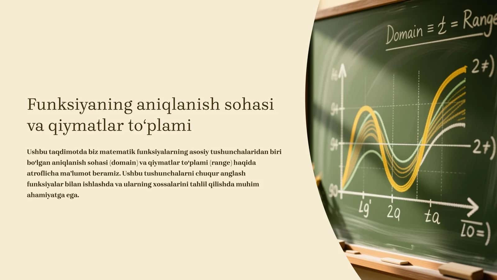 Funksiyaning aniqlanish sohasi va qiymatlar toʻplami