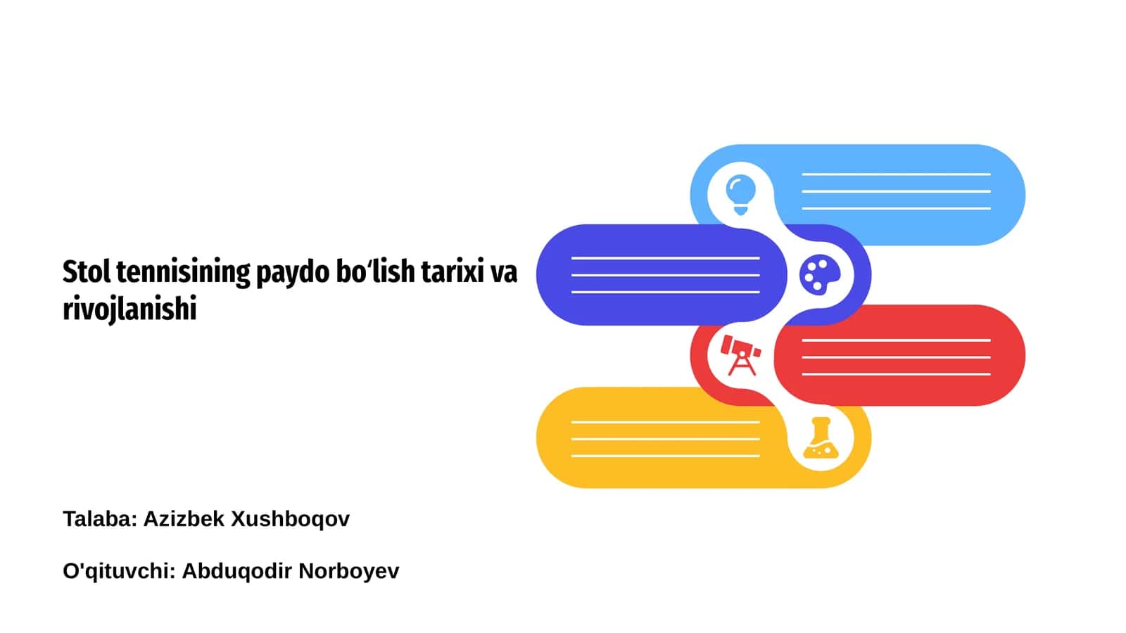 Stol tennisining paydo bo‘lish tarixi va rivojlanishi