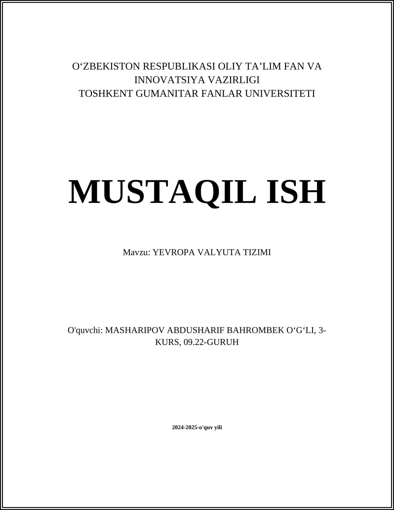 YEVROPA VALYUTA TIZIMI