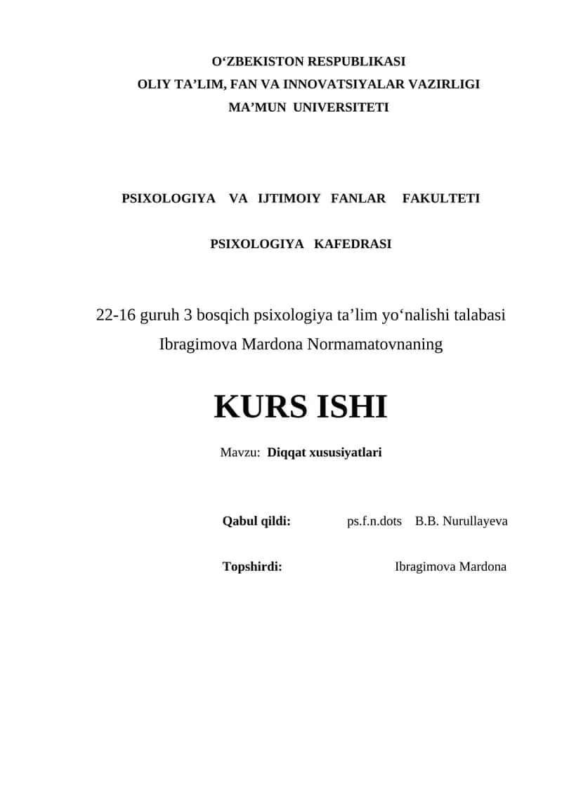 Diqqat xususiyatlari