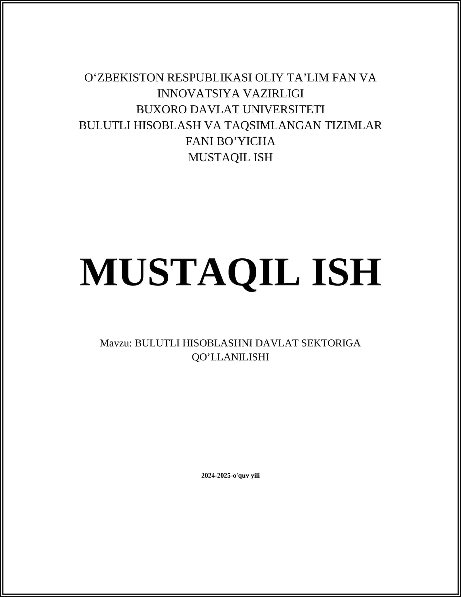 Bulutli hisoblashning davlat sektoriga qo'llanilishi