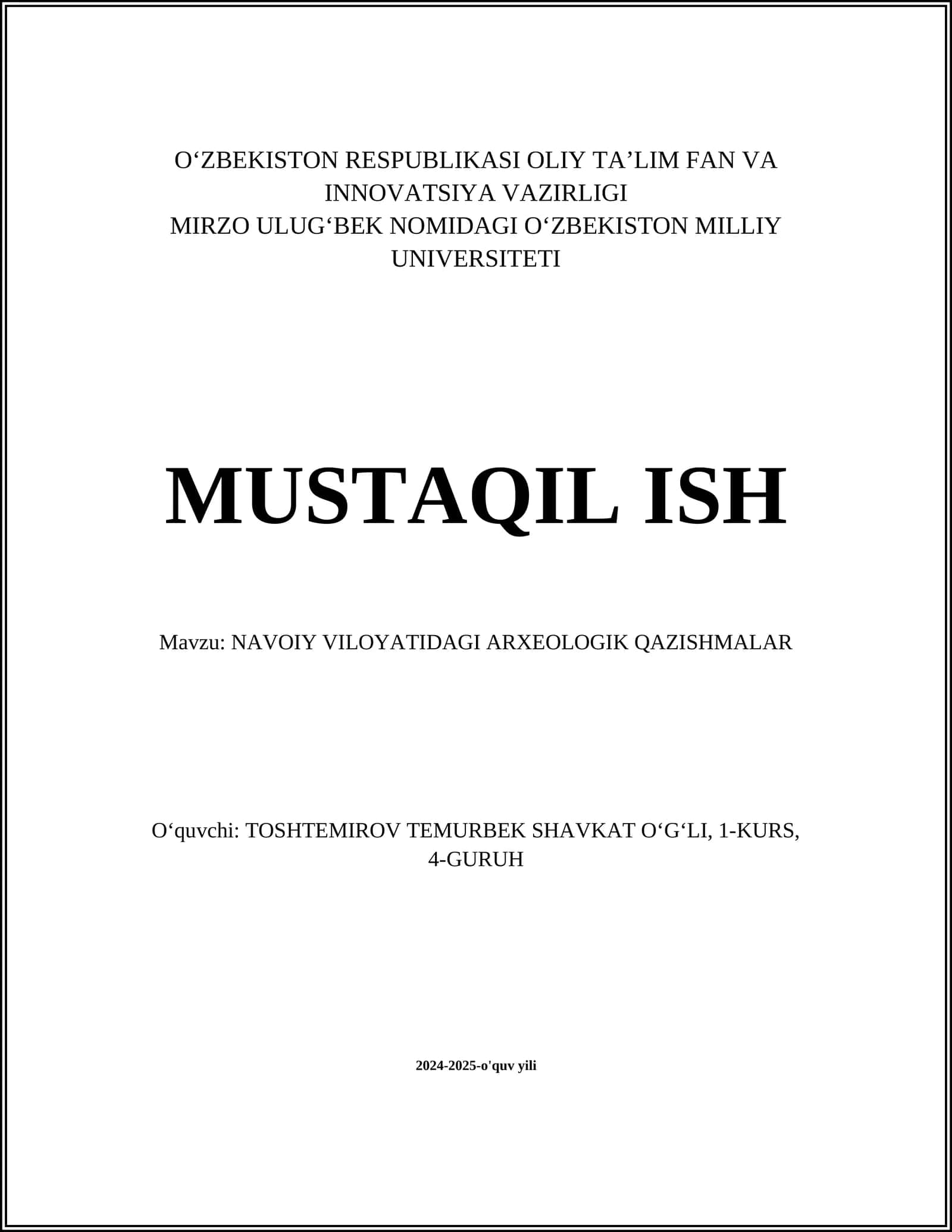 NAVOIY VILOYATIDAGI ARXEOLOGIK QAZISHMALAR