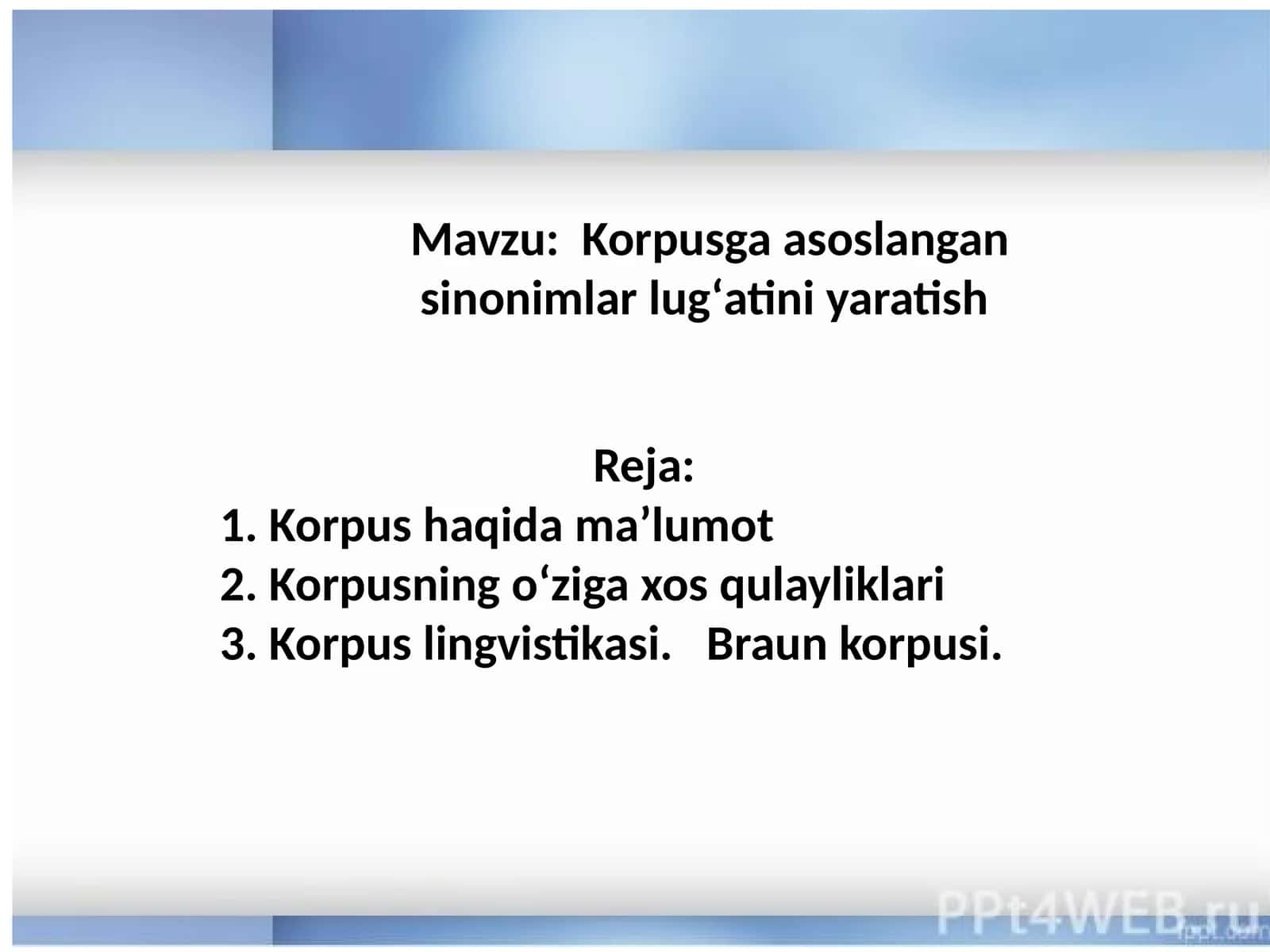 Korpusga asoslangan sinonimlar lugʻatini yaratish