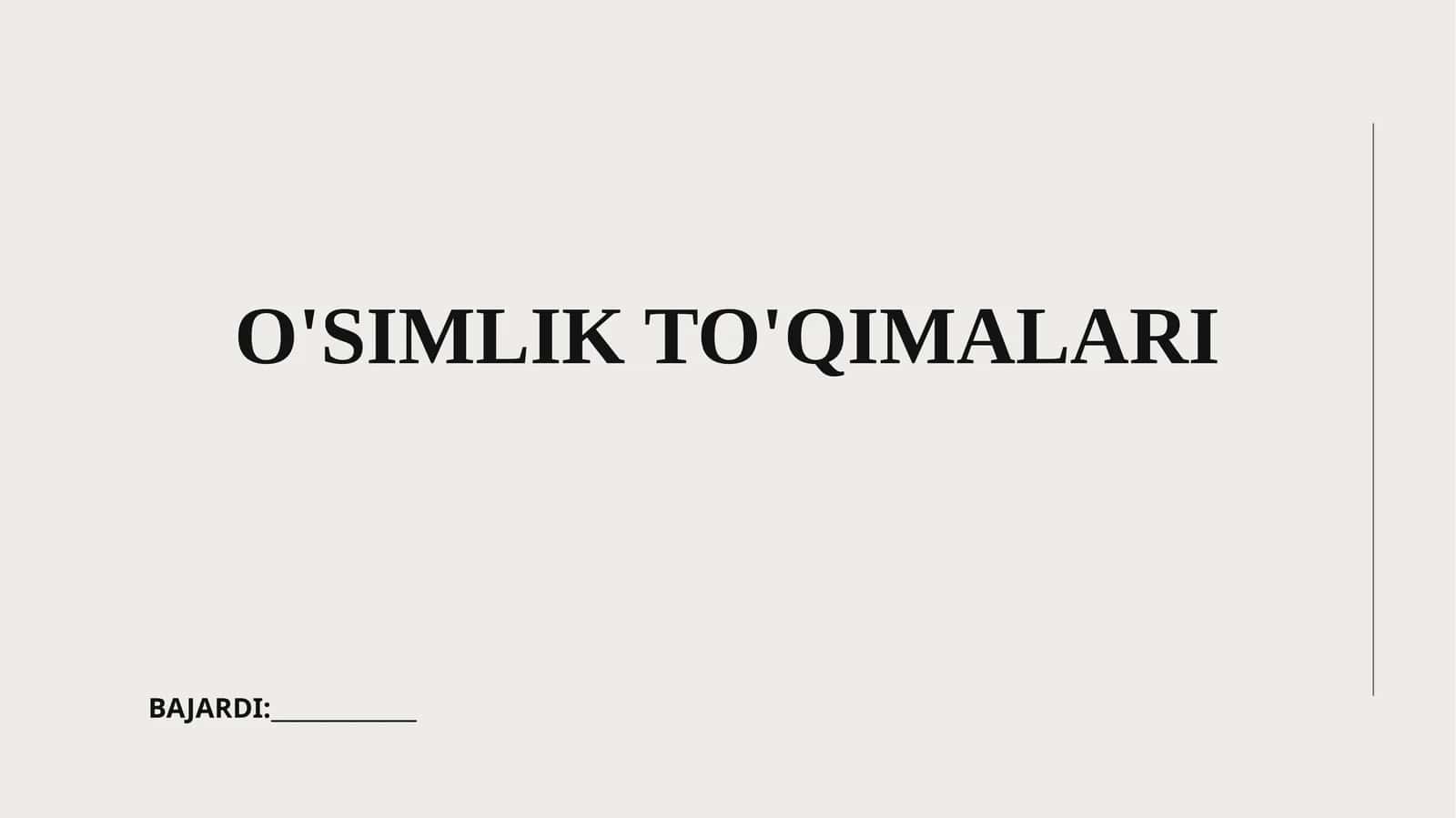 O'SIMLIK TO'QIMALARI