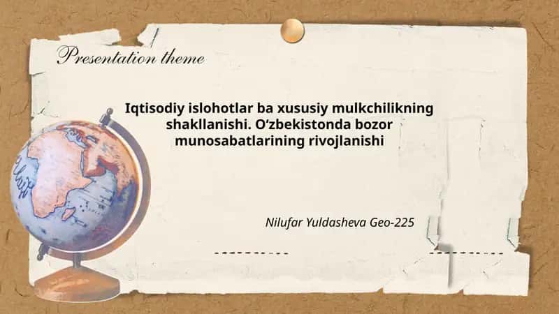 Iqtisodiy islohotlar ba xususiy mulkchilikning shakllanishi
