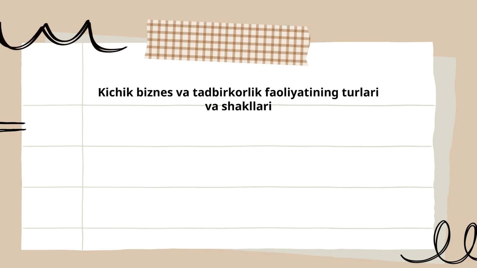 Kichik biznes va tadbirkorlik faoliyatining turlari va shakllari