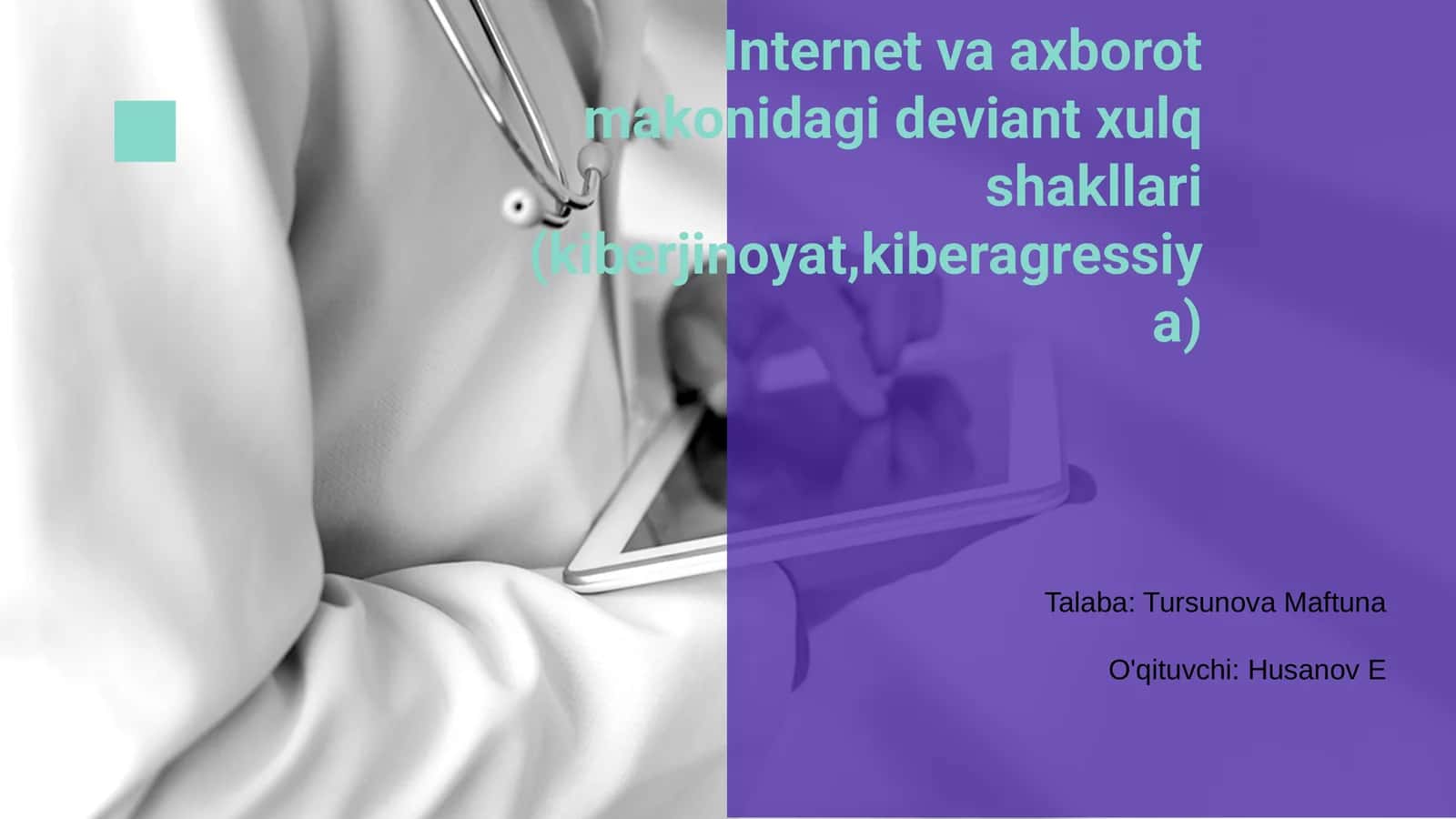 Internet va axborot makonidagi deviant xulq shakllari (kiberjinoyat,kiberagressiya)