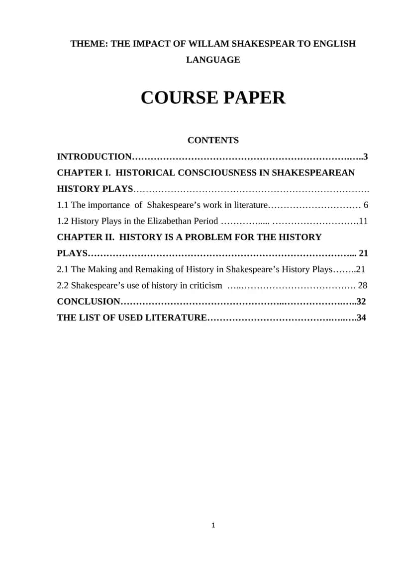 Impact of William Shakespeare to English Language