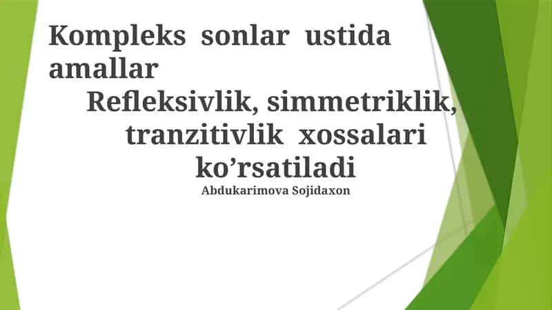 Kompleks Sonlar Ustida Amalar