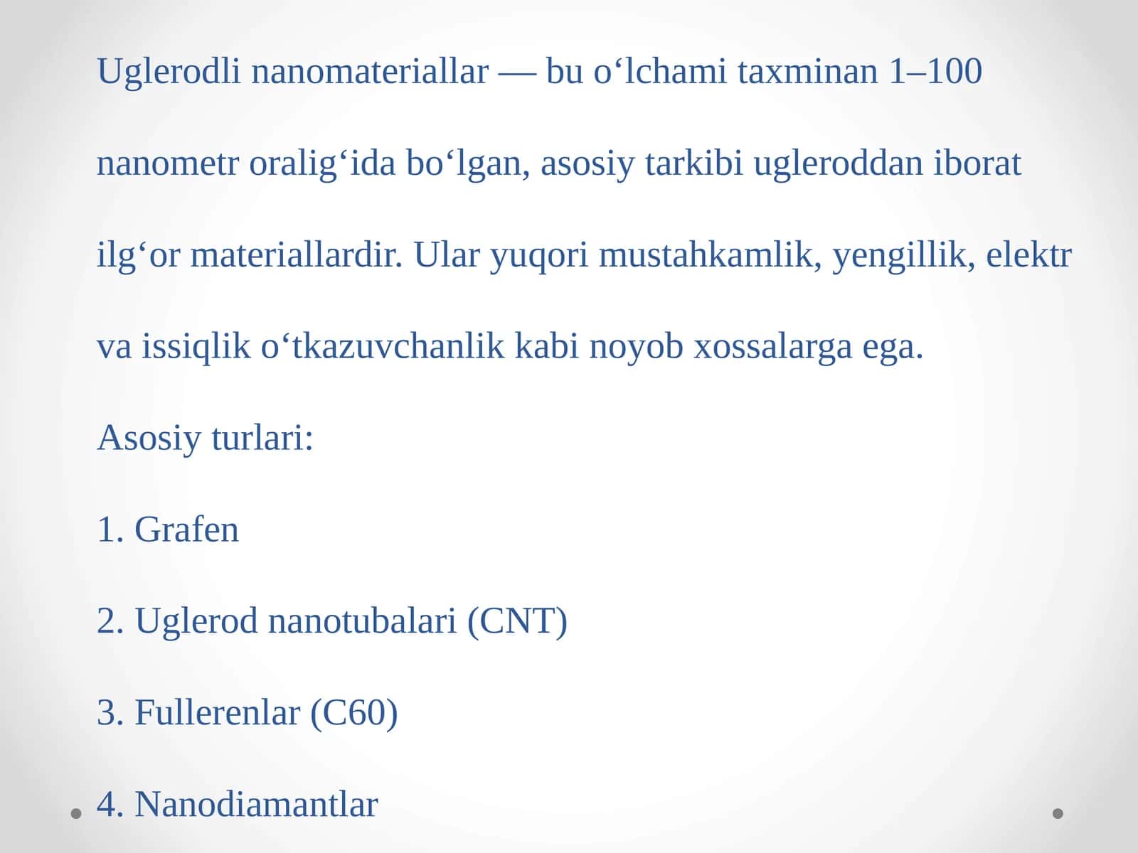 Uglerodli nanomateriallar