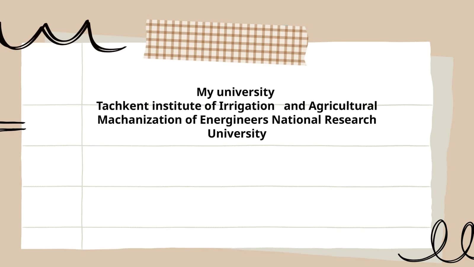 Tachkent institute of Irrigation and Agricultural Machanization of Energineers National Research University