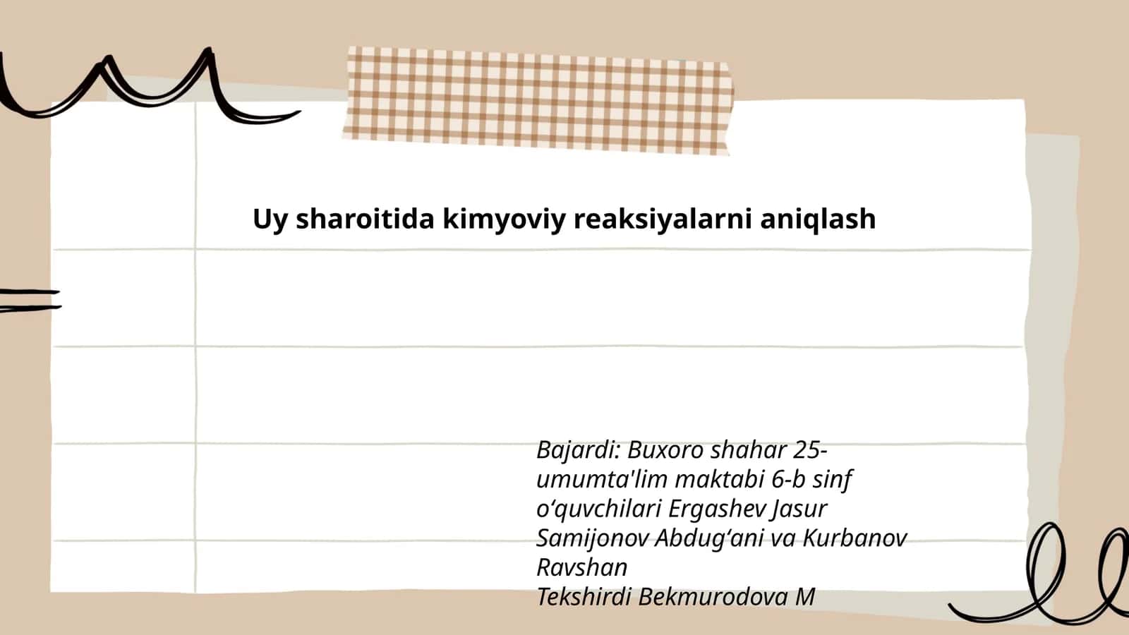 Uy sharoitida kimyoviy reaksiyalarni aniqlash