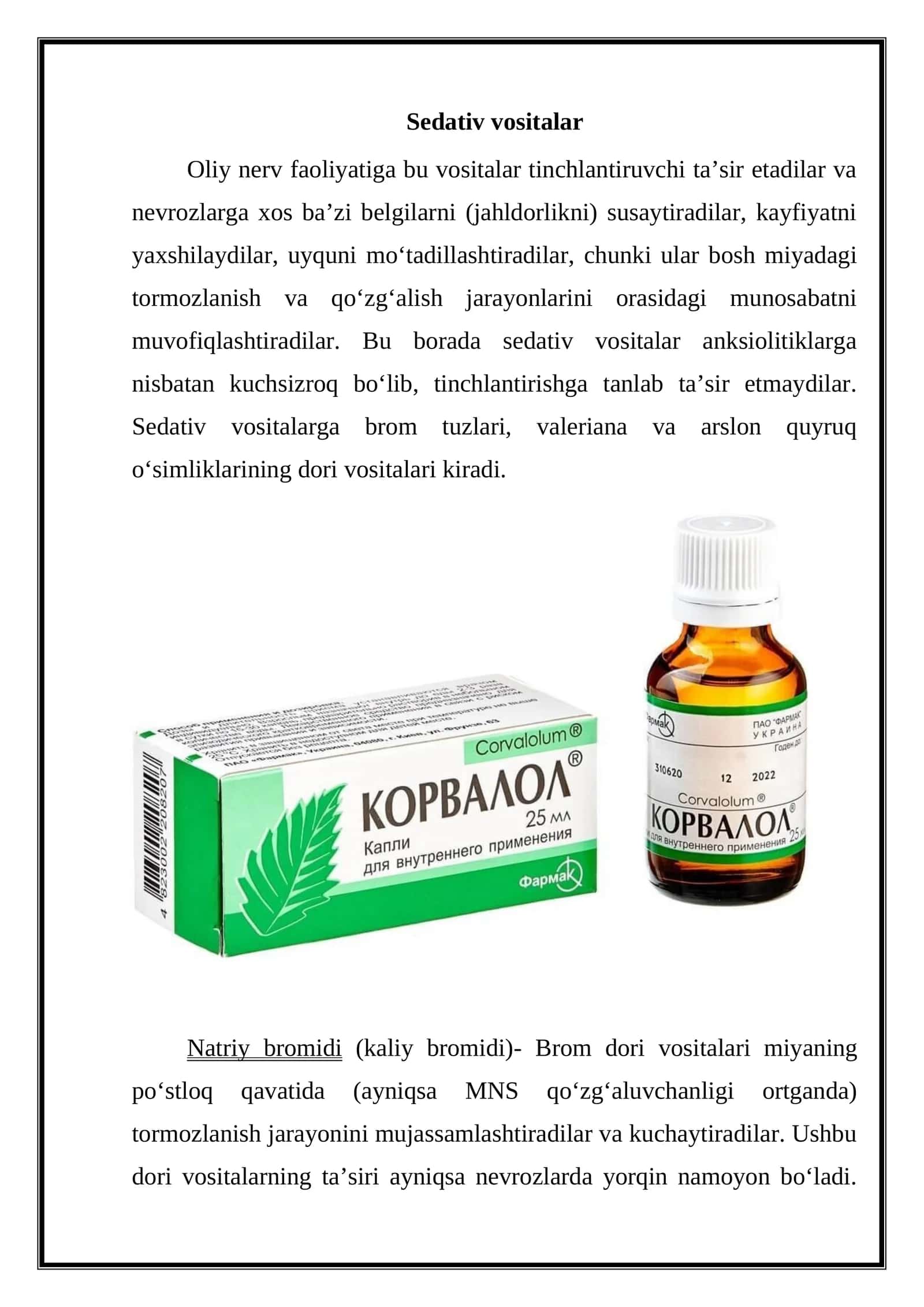 Sedativ vositalar