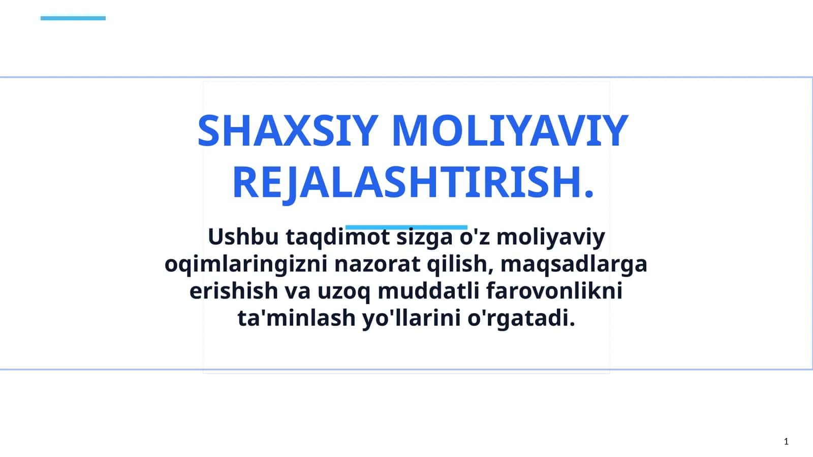 Shaxsiy moliyaviy rejalashtirish