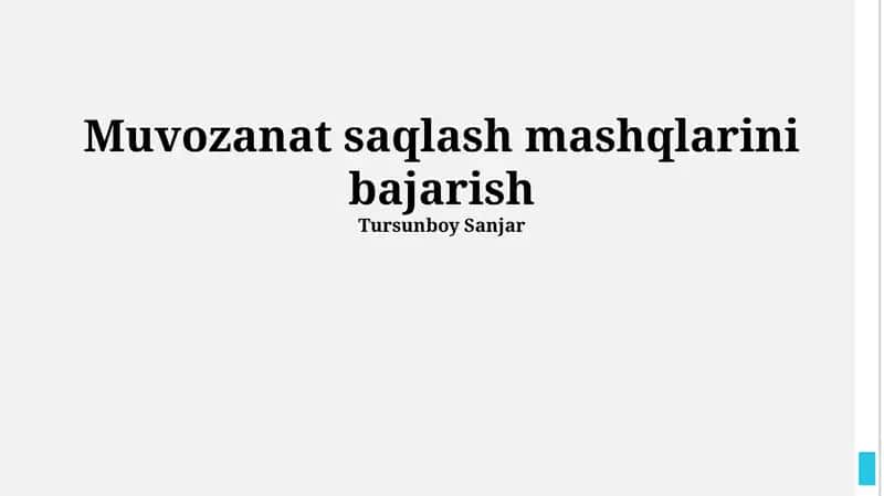 Muvozanat Mashqlarini bajarish