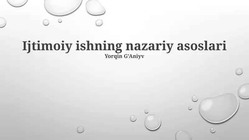 Ijtimoiy ishning nazariy asoslari