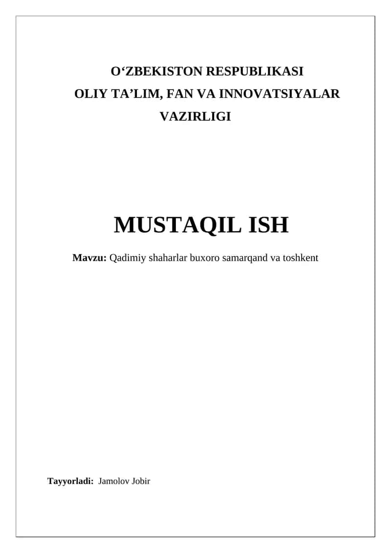 Qadimiy shaharlar buxoro samarqand va toshkent