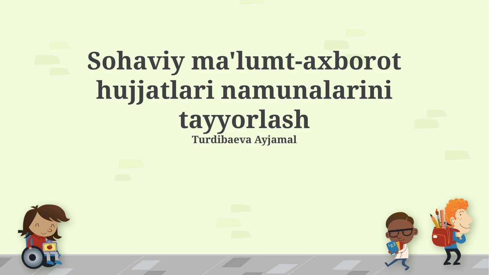 Sohaviy ma'lumt-axborot hujjatlari namunalarini tayyorlash