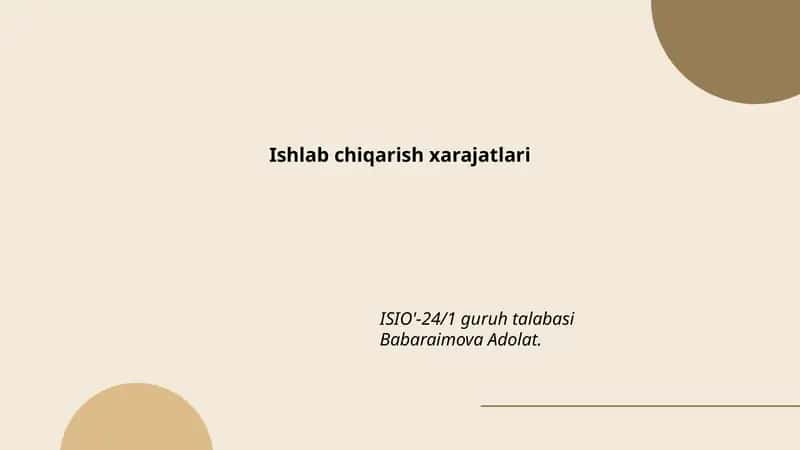 Ishlab chiqarish xarajatlari