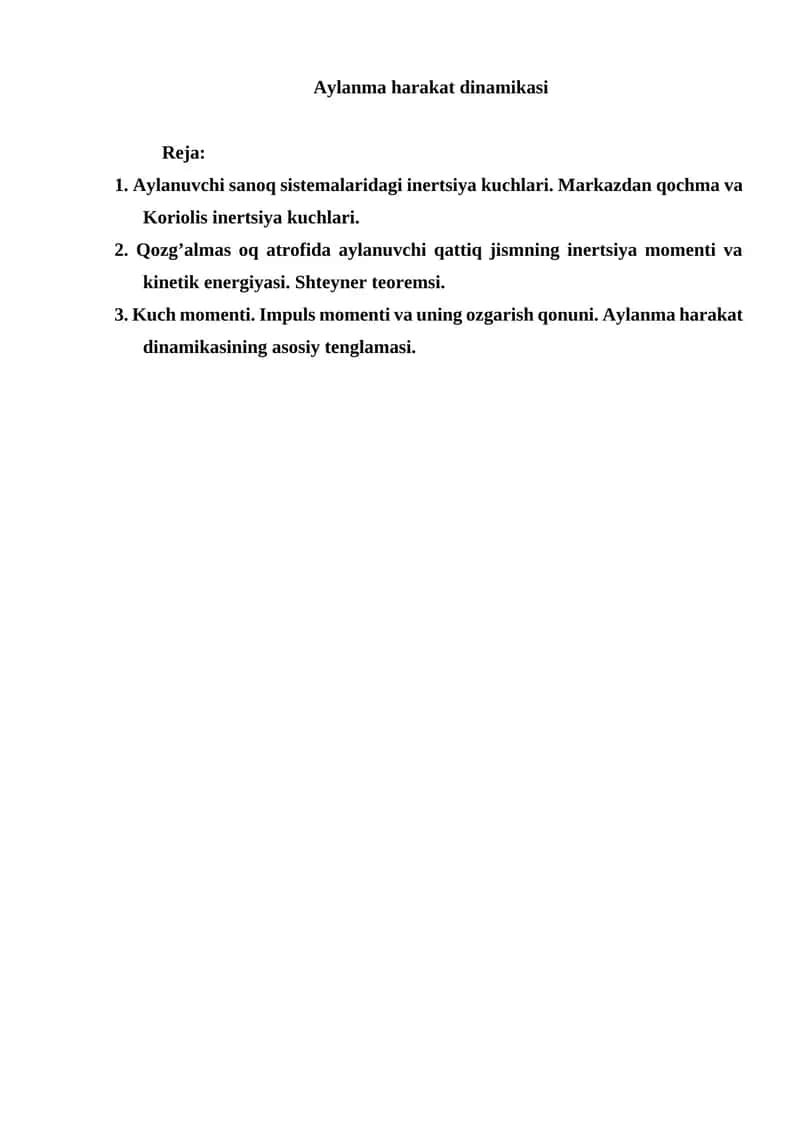 Aylanma harakat dinamikasi