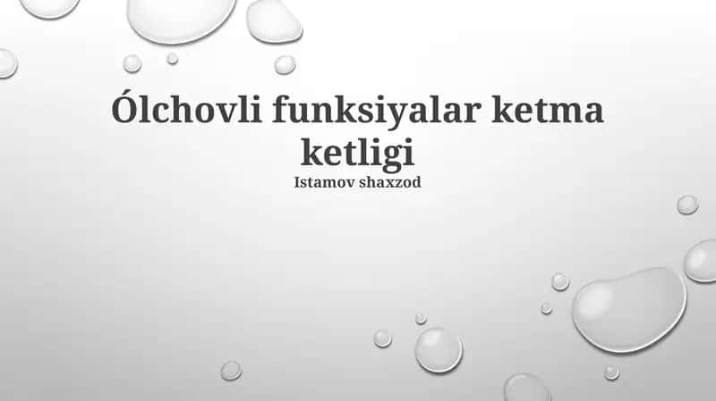 Ólchovli funksiyalar ketma ketligi