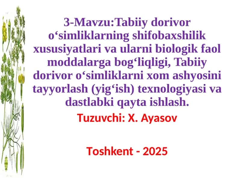 Dorivoro'ssimliklar Tabiiydori