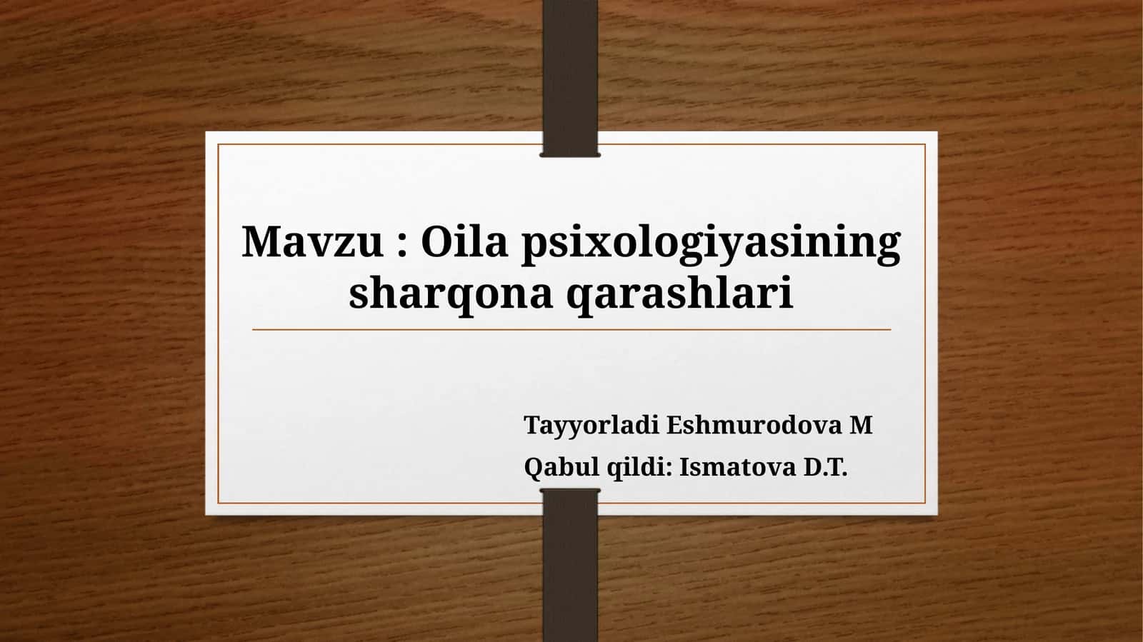 Oilalar psixologiyasining sharqona qarashlari