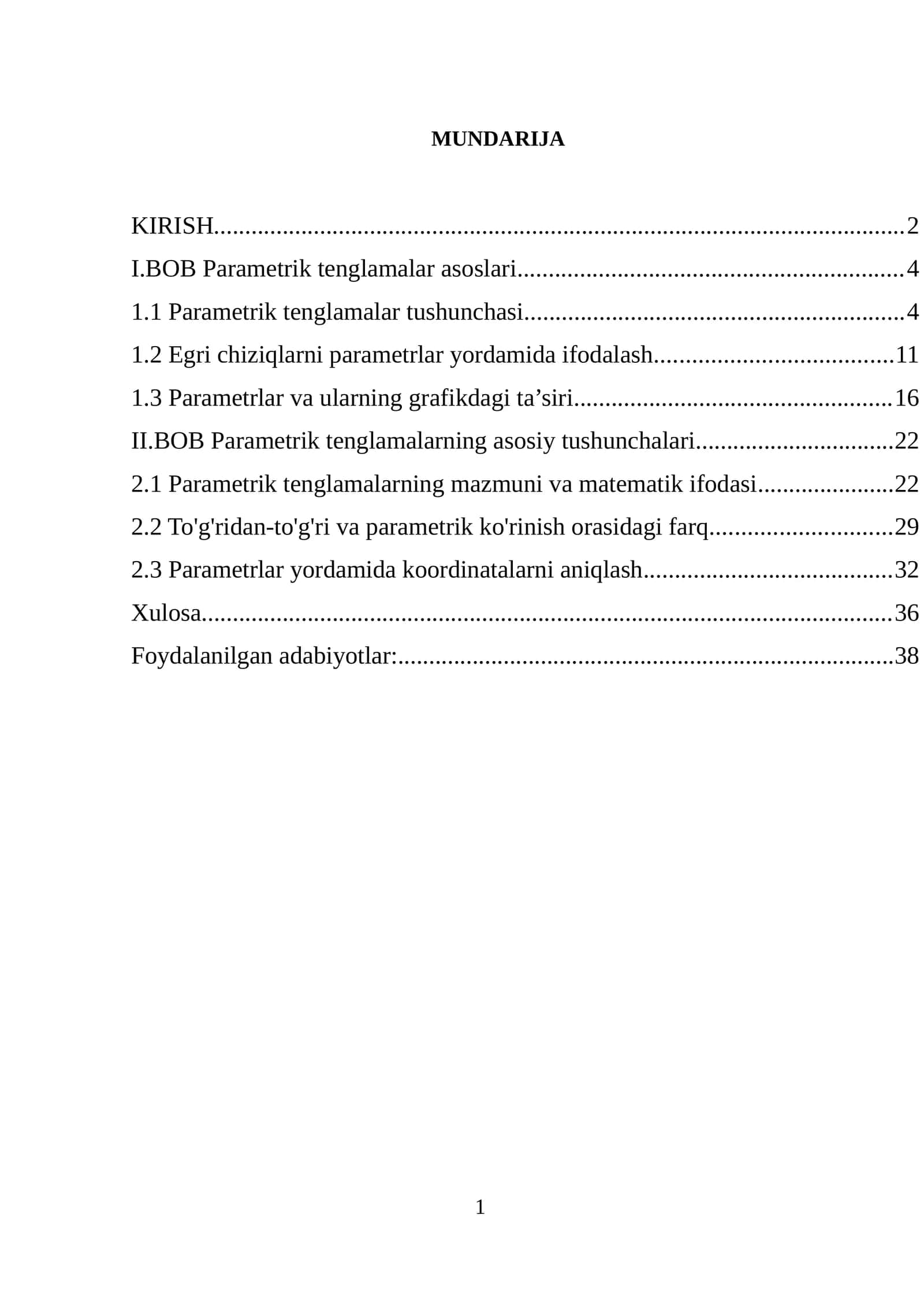 Parametrik Tenglamalar va Egri Chiziqlarni Chizish