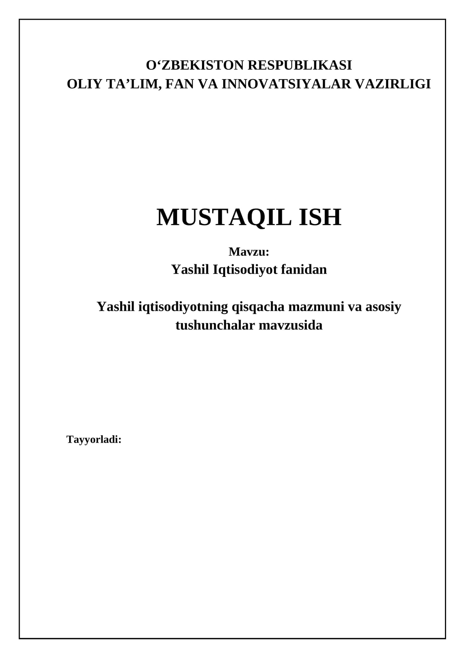Yashil Iqtisodiyot