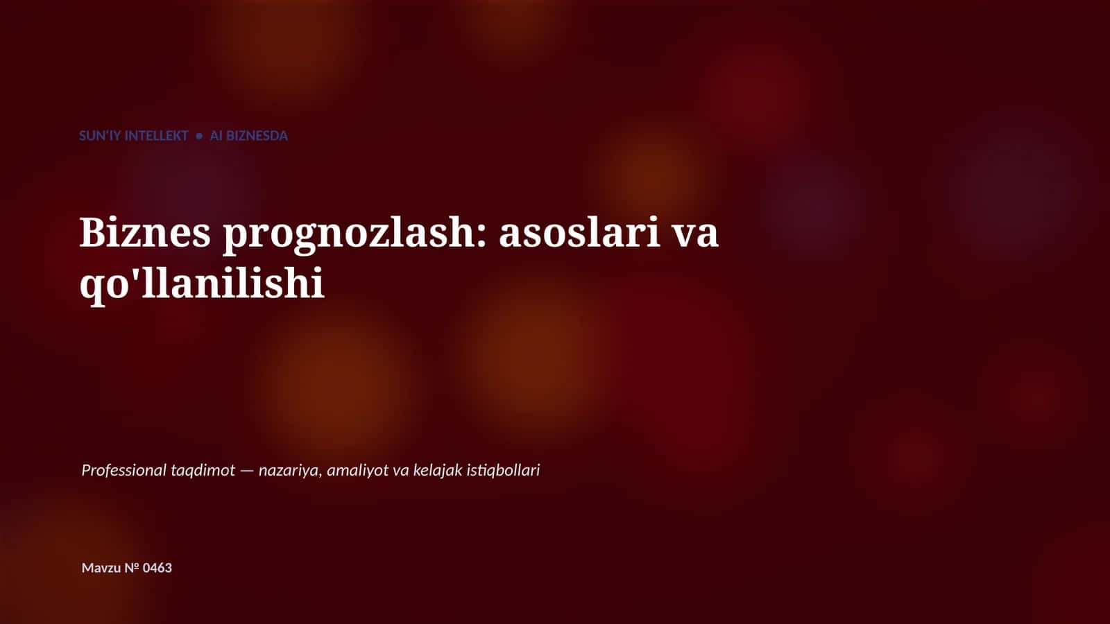 SUN'IY INTELLEKT • AI BIZNESDA