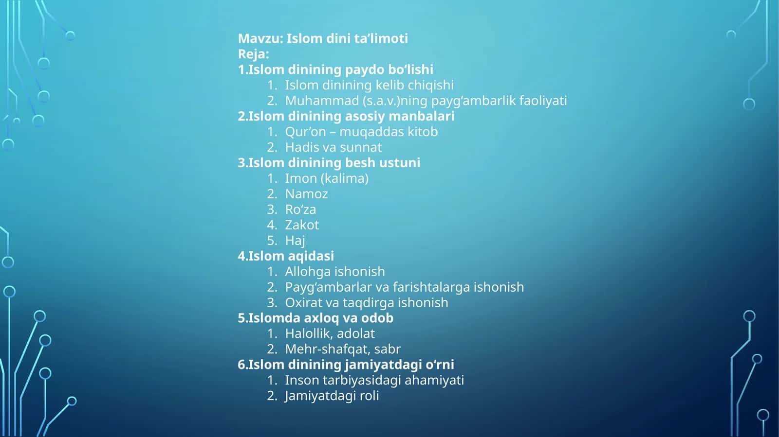 Islom dini ta’limoti