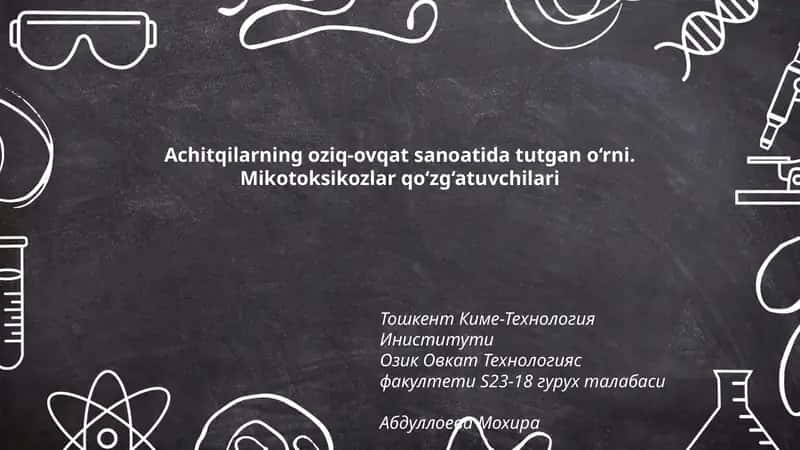 Achitqilarning oziq-ovqat sanoatida tutgan o‘rni. Mikotoksikozlar qo‘zg‘atuvchilari