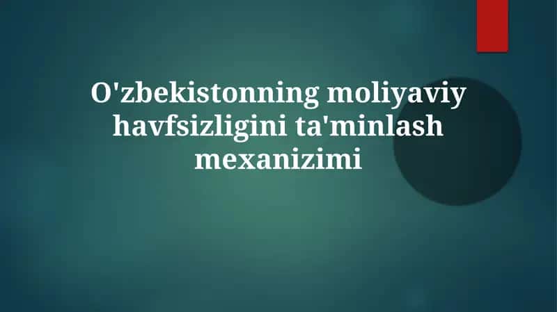 O'zbekistonning moliyaviy havfsizligini ta'minlash mexanizimi