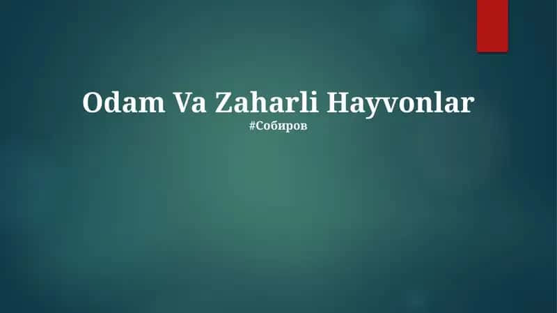 Zaharli Hayvonlar