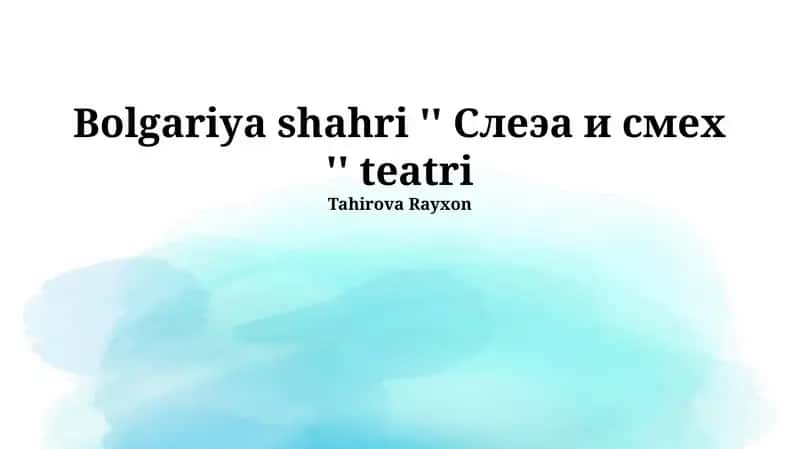 "Ko'z yoshlar va kulgu" teatri