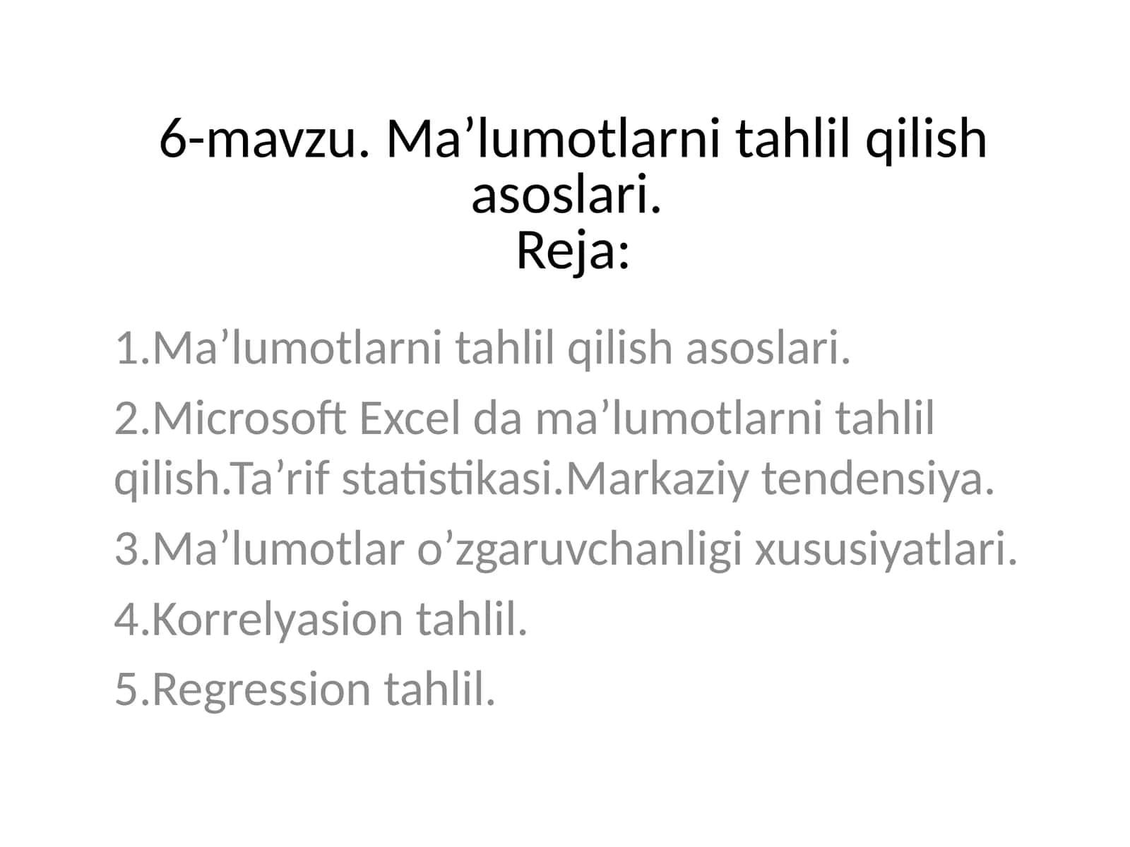 Ma’lumotlarni tahlil qilish asoslari
