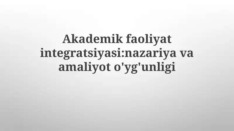 Akademik faoliyat integratsiyasi