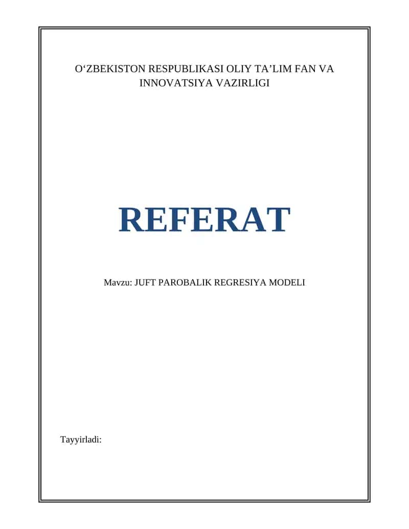 JUFT PAROBALIK REGRESIYA MODELI