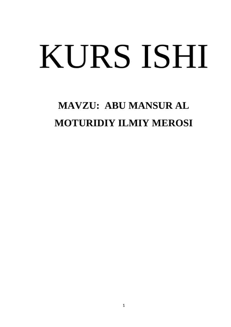 ABU MANSUR AL MOTURIDIY ILMIY MEROSI