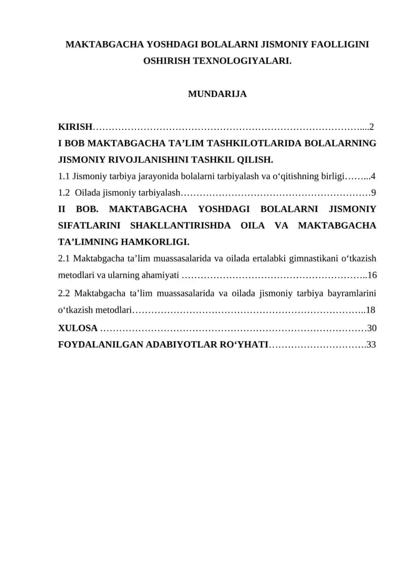 MAKTABGACHA YOSHDAGI BOLALARNI JISMONIY FAOLLIGINI OSHIRISH TEXNOLOGIYALARI