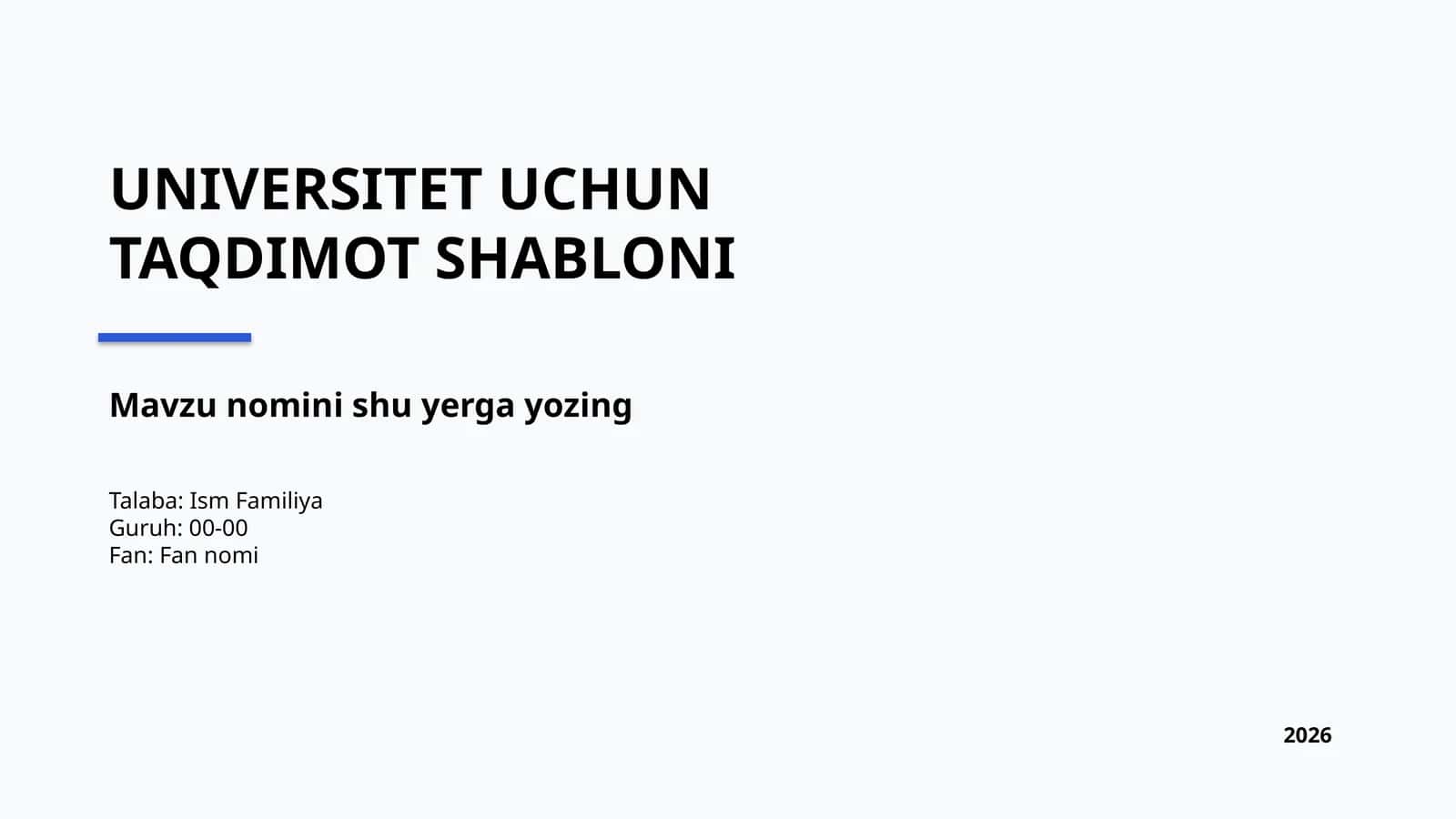 universitet taqdimot uchun shablon