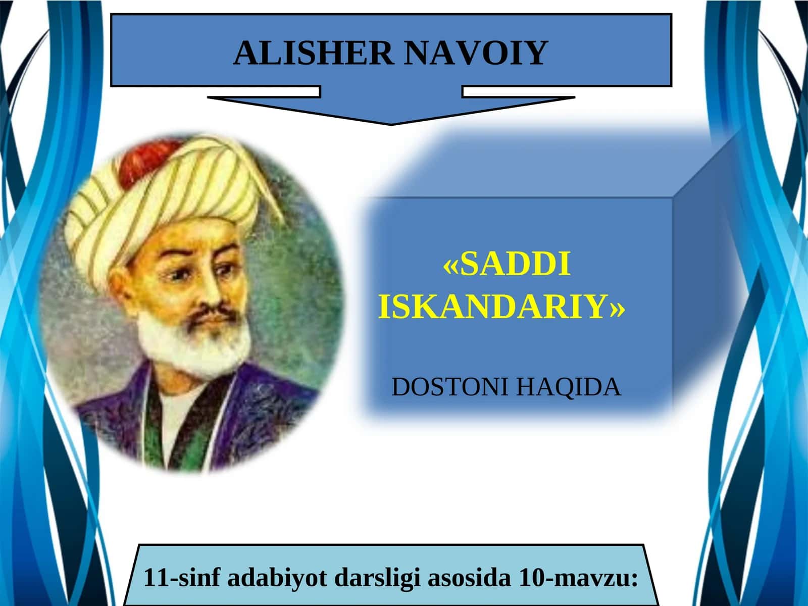 ALISHER NAVOIY «SADDI ISKANDARIY» DOSTONI HAQIDA