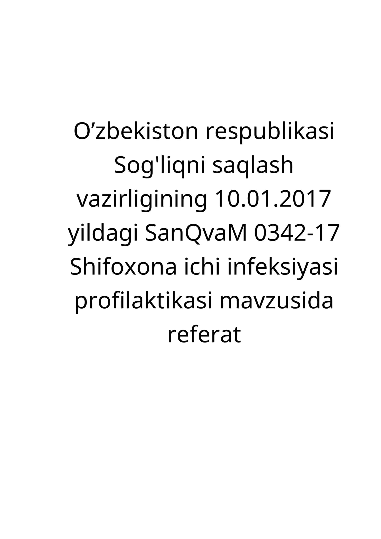 Shifoxona ichi infeksiyasi profilaktikasi