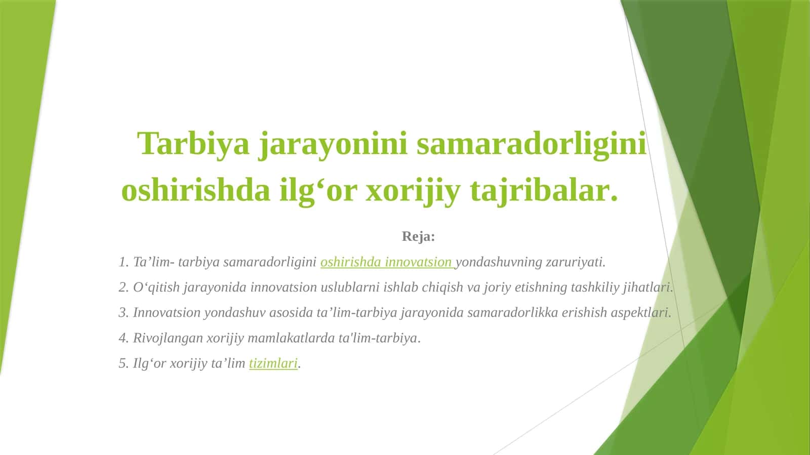 Ta’lim-tarbiya samaradorligi oshirish