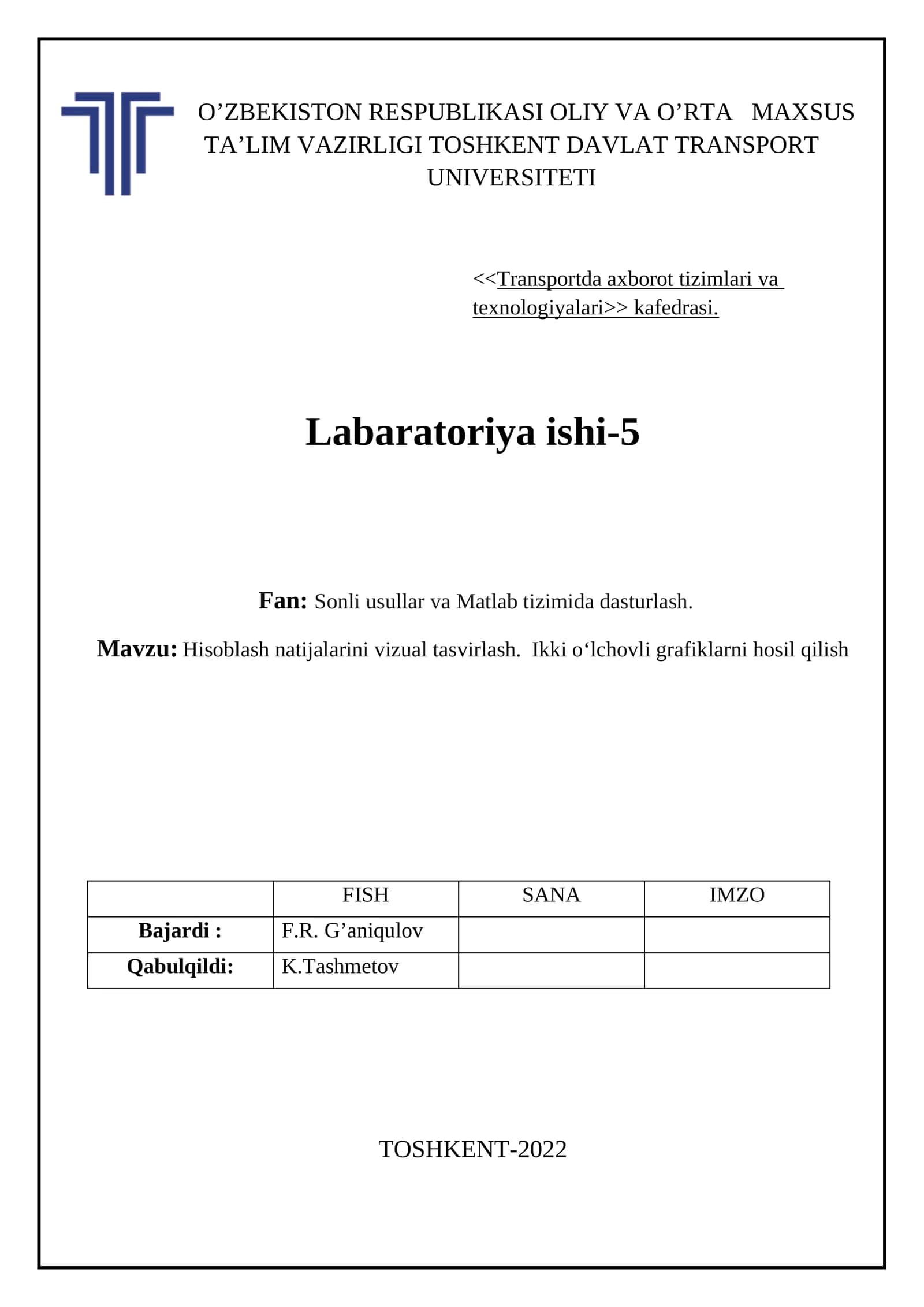 Hisoblash natijalarini vizual tasvirlash. Ikki o‘lchovli grafiklarni hosil qilish
