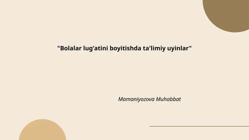 Kartochkalar yordamida lugʻatni boyituvchi ta'limiy oʻyinlar