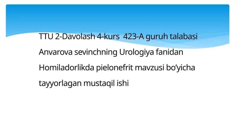Homiladorlikda Pielonefrit