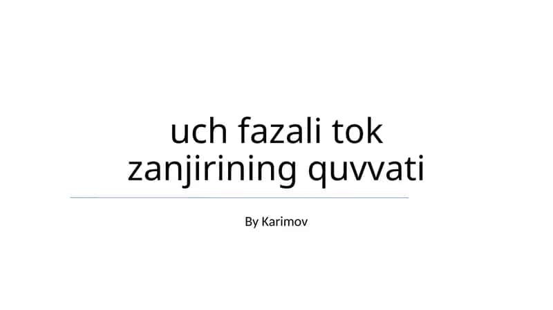 uch fazali tok zanjirining quvvati